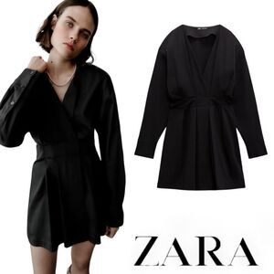 ZARA | Black | BOX PLEAT POPLIN DRESS